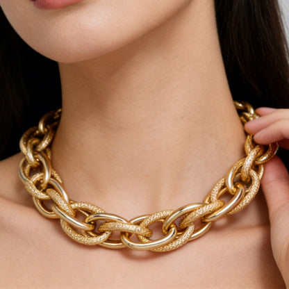 Street trendy color patchwork women's exaggerated single-layer aluminum chain necklace