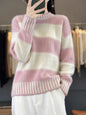 Women's Striped Knit Turtleneck Sweater