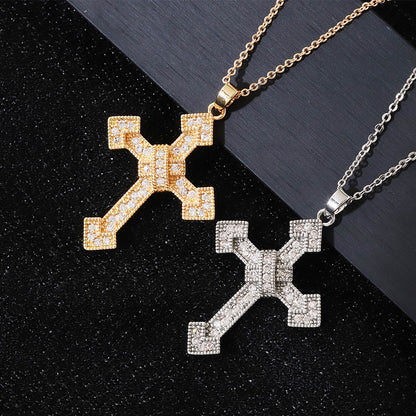 The classic cross pendant is adorned with a super sparkling setting