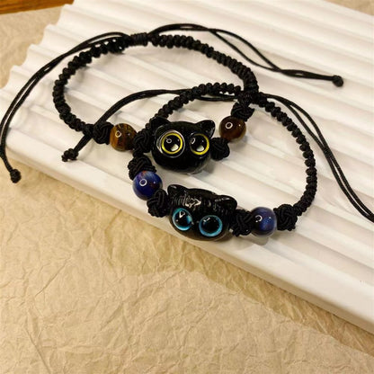Black Cat Hand-Woven Couple Bracelet