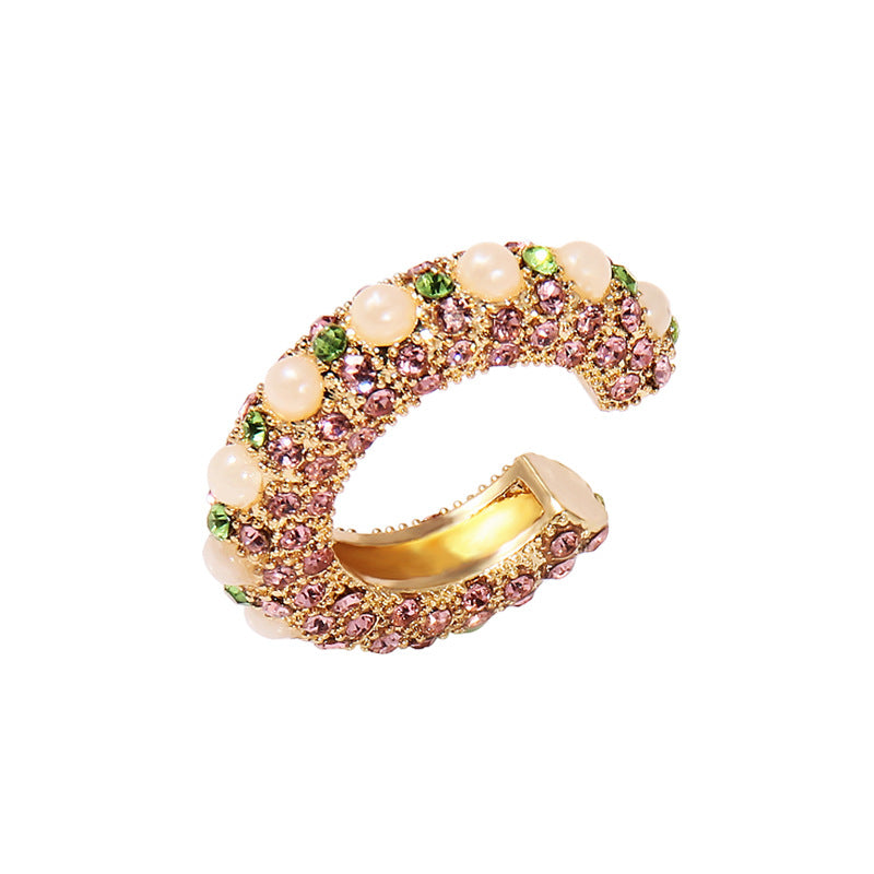 This is a sweet and cool style of earrings with colorful ear clips, slightly inlaid pearls, and no ear piercings for women