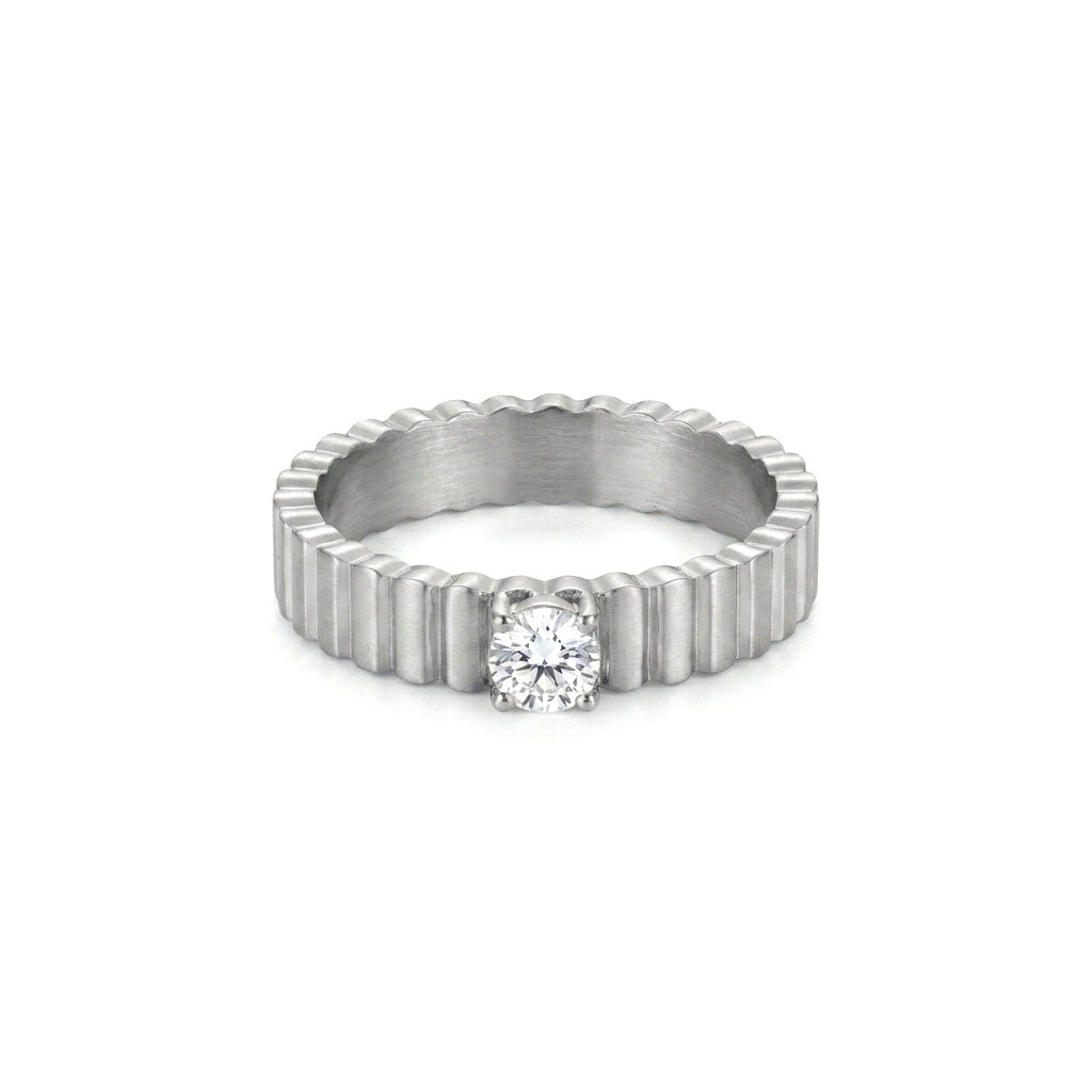 18K texture vertical stripe ring, single piece design, style jewelry