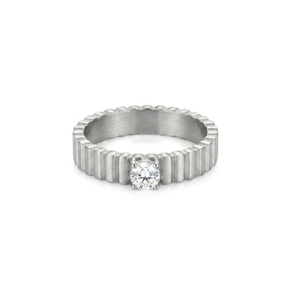 18K texture vertical stripe ring, single piece design, style jewelry