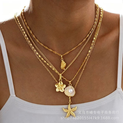 Flower and pearl versatile women's street style jewelry