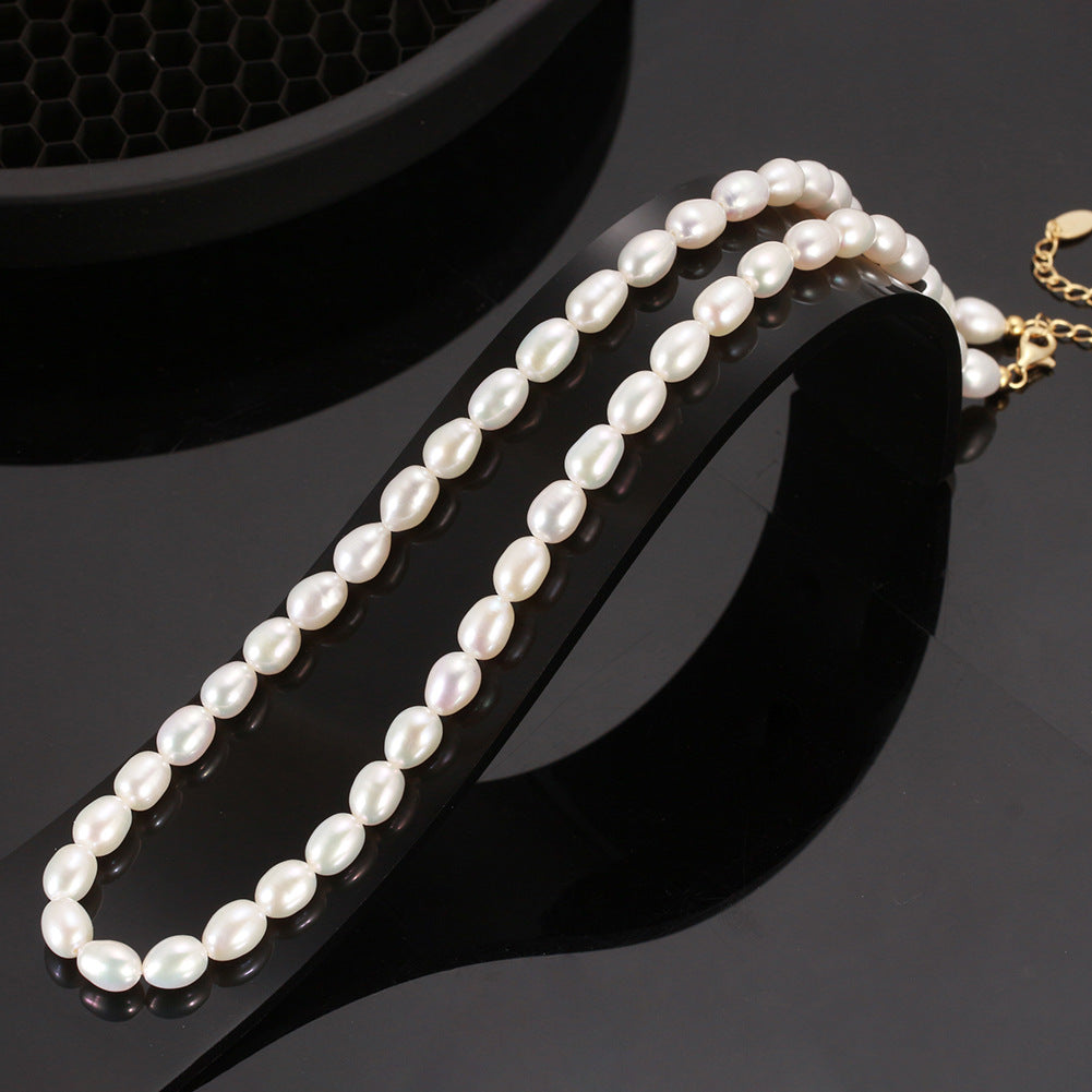 Baroque light rice grain pearl Women's elegance chain 925 silver chain
