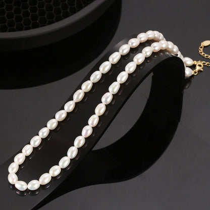 Baroque light rice grain pearl Women's elegance chain 925 silver chain