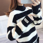 Chenille Striped Pullover Knit Sweater