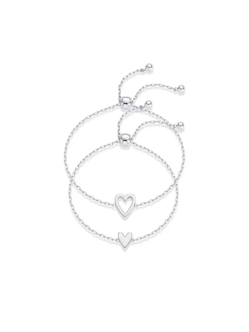 【 18k double-layer heart-shaped bracelet 】 Layered style high-end decoration