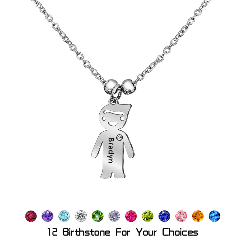 Thanksgiving engraved doll pendant, pendant and chain accessory