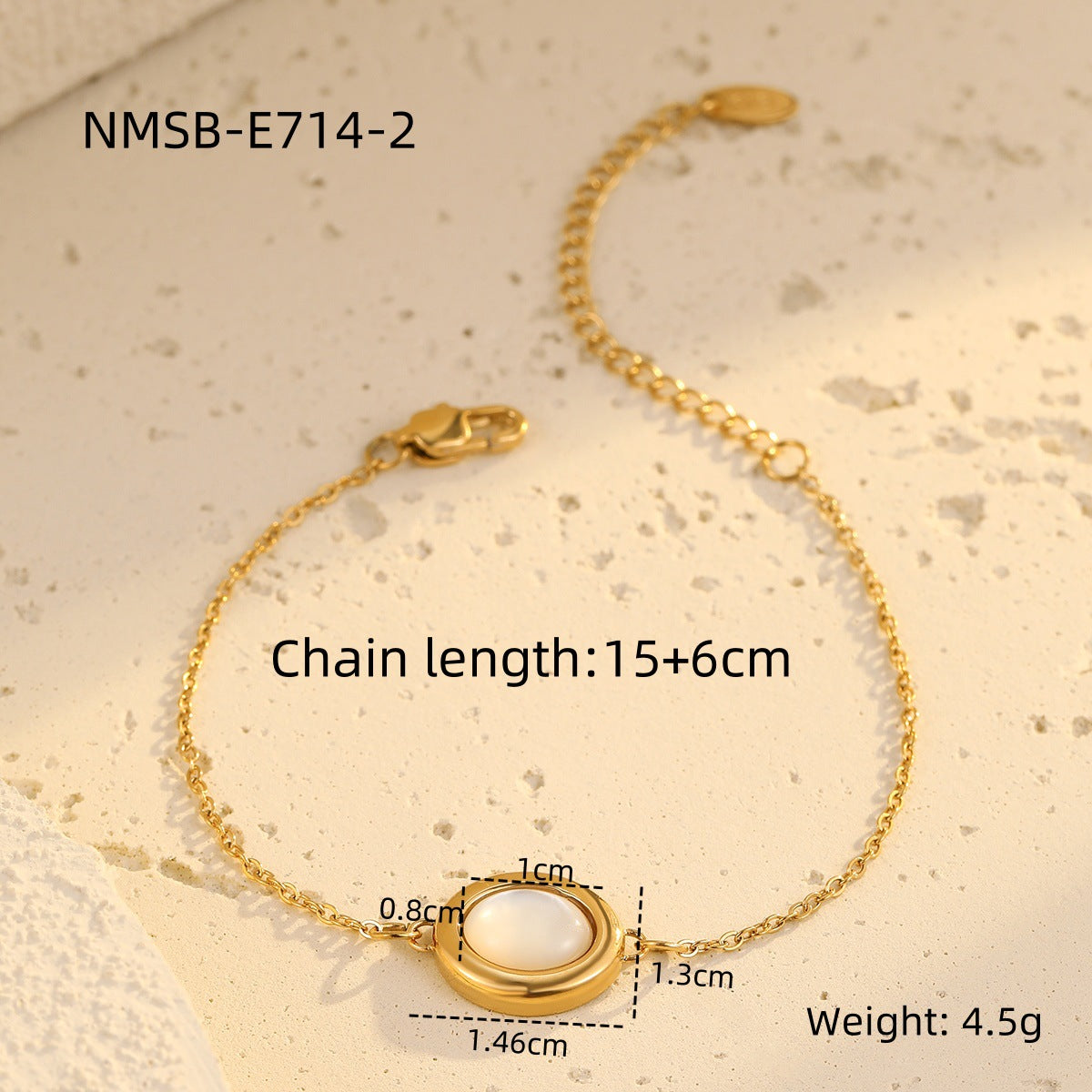 A high-end oval white shell design bracelet