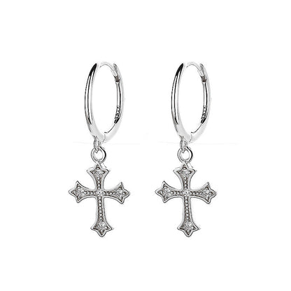 S925 Silver Micro-Inlaid Cross Stud Earrings – Delicate & Versatile