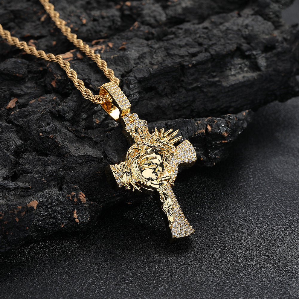 Crown of Thorns Micro-inlaid Men's Cross Trendy Pendant
