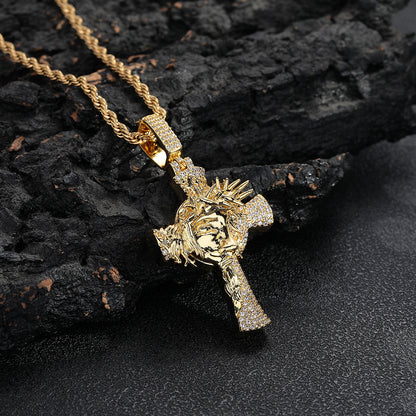 Crown of Thorns Micro-inlaid Men's Cross Trendy Pendant