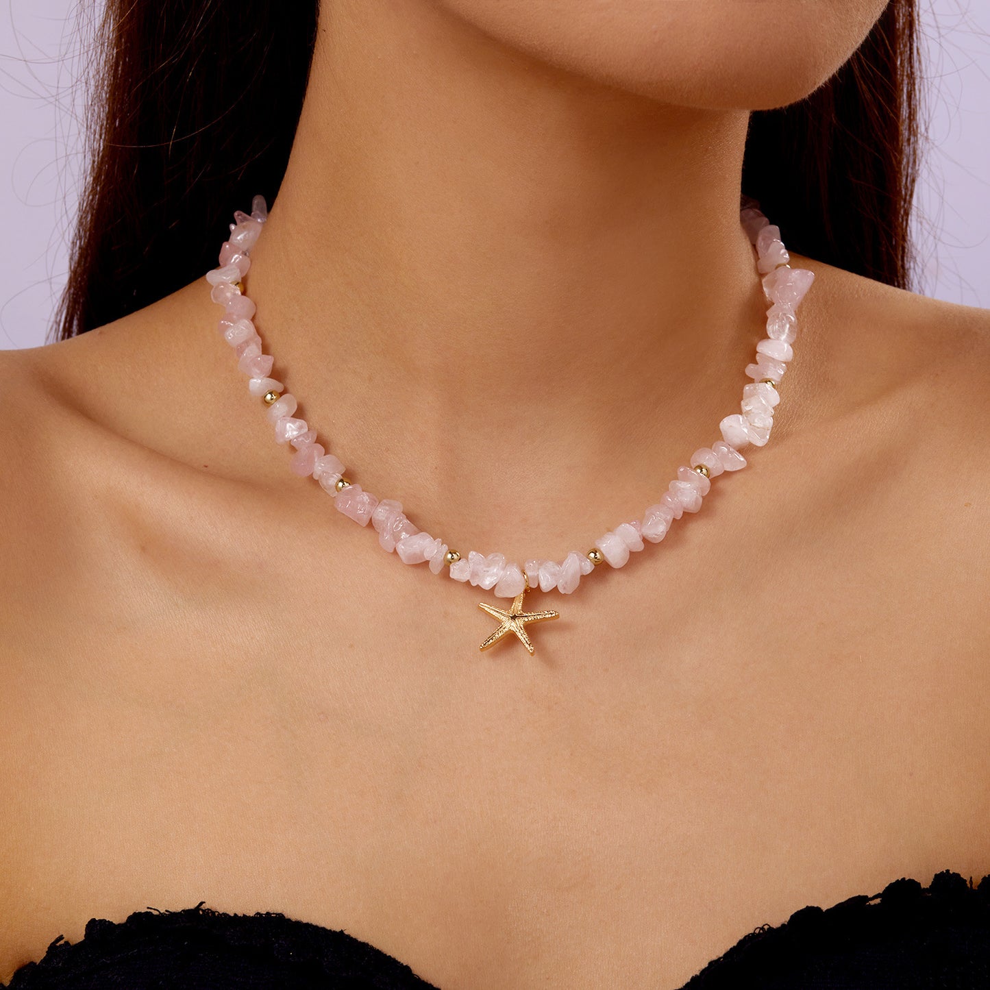 Marine vacation starfish, shells, conches, pearls, multi-layer exaggerated, multi-layer stacked pearls