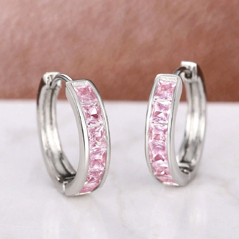 -style copper-inlaid square ear ring imitation Mosang earrings are versatile, elegant and high-end earrings