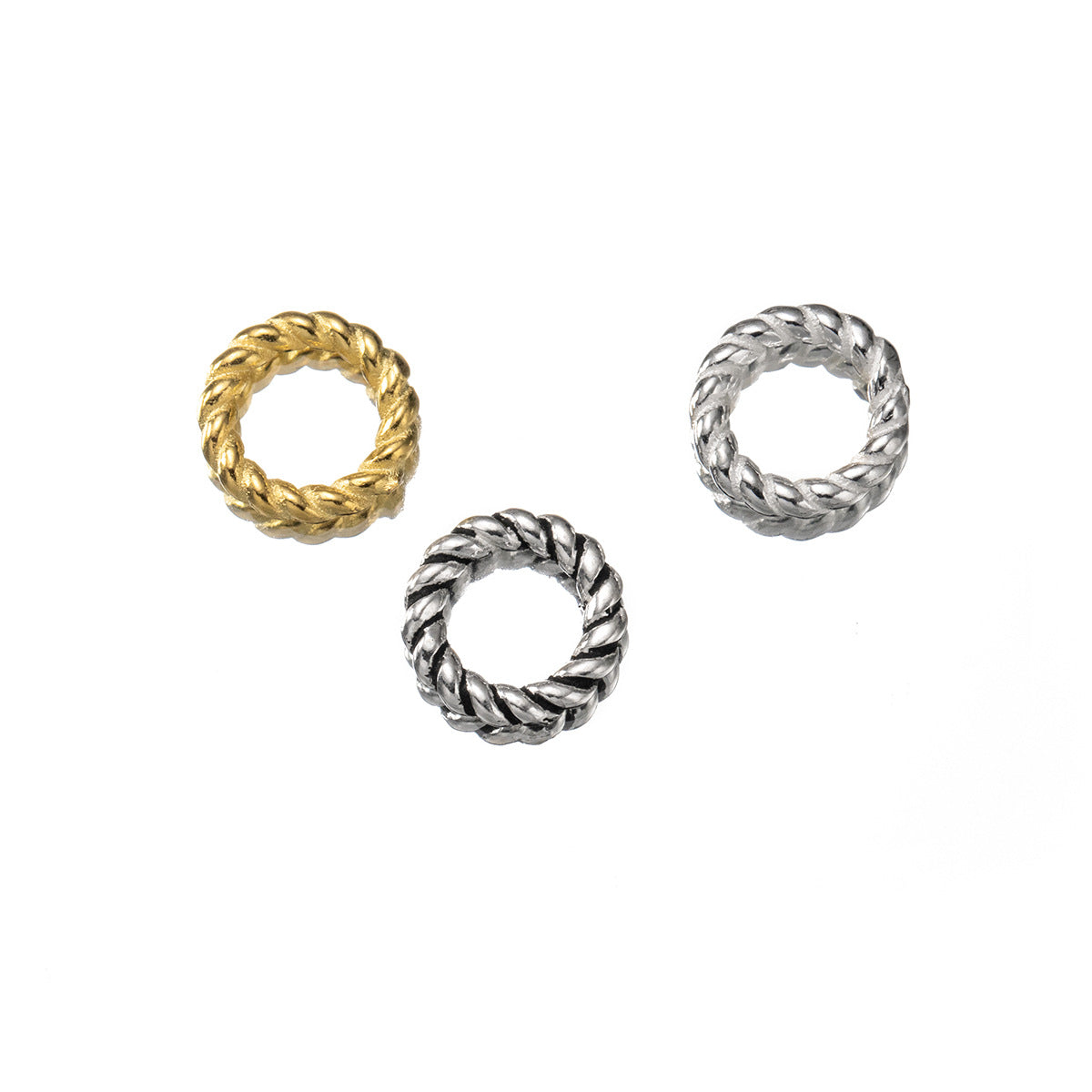 S925 Thai Silver ring, closed circle, floral ring, connecting le, twist pattern ring decoration S0479