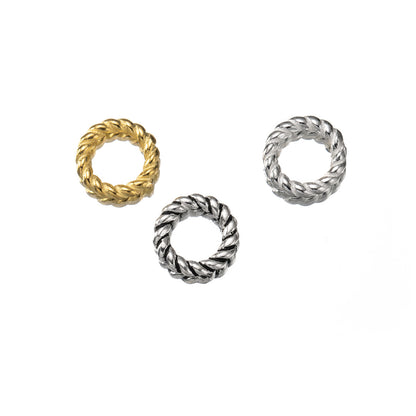 S925 Thai Silver ring, closed circle, floral ring, connecting le, twist pattern ring decoration S0479