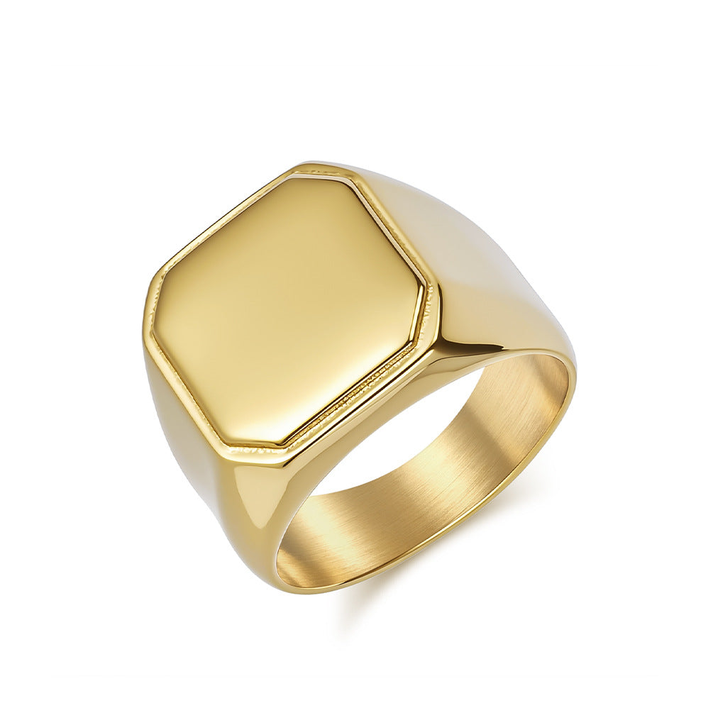 Square seal ooth ring, high-quality men's jewelry