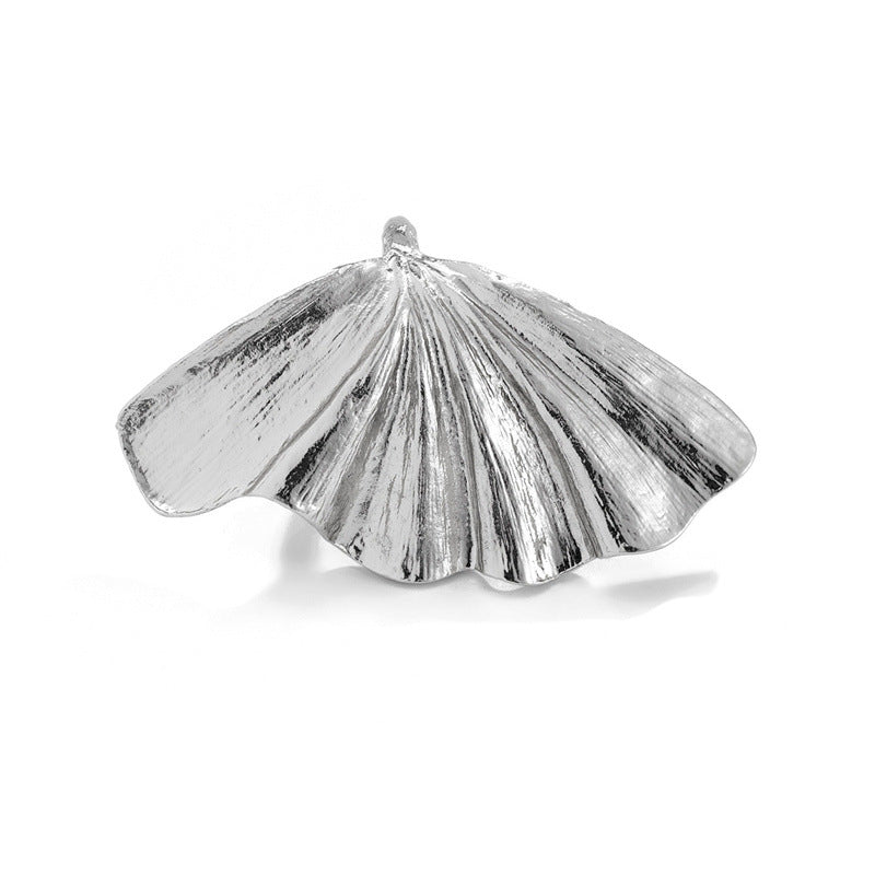 Ginkgo leaf ring for women, a textured leaf ring bracelet