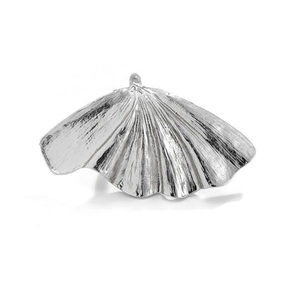 Ginkgo leaf ring for women, a textured leaf ring bracelet