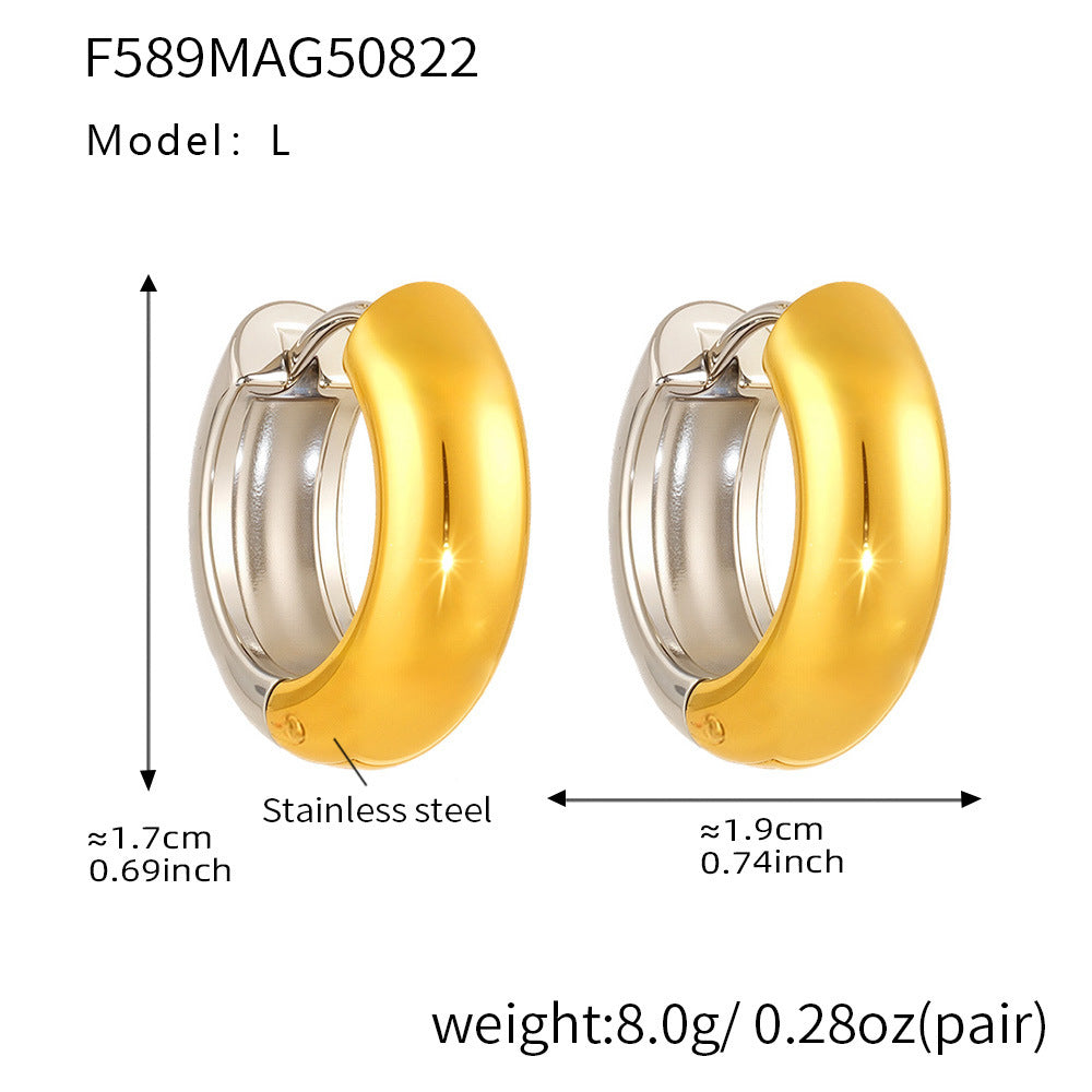 Mili fine-polished plain ring ear loops and ear les, 18k plated women's earrings