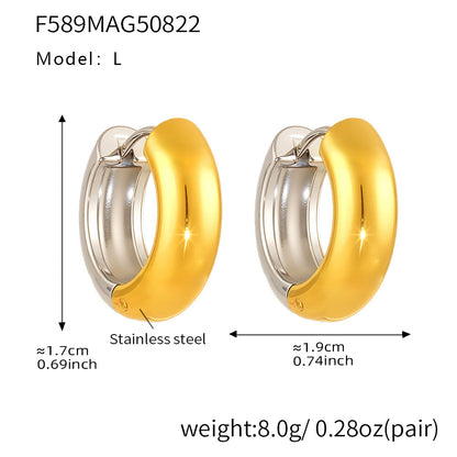 Mili fine-polished plain ring ear loops and ear les, 18k plated women's earrings