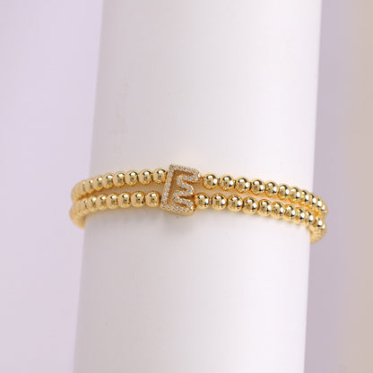 18K Bubble Letter Beaded Bracelet