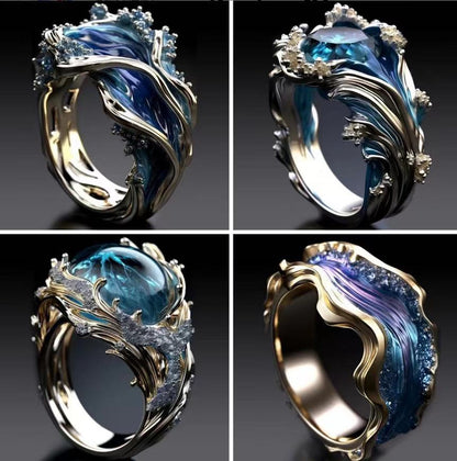 A lady's ring with wave enamel