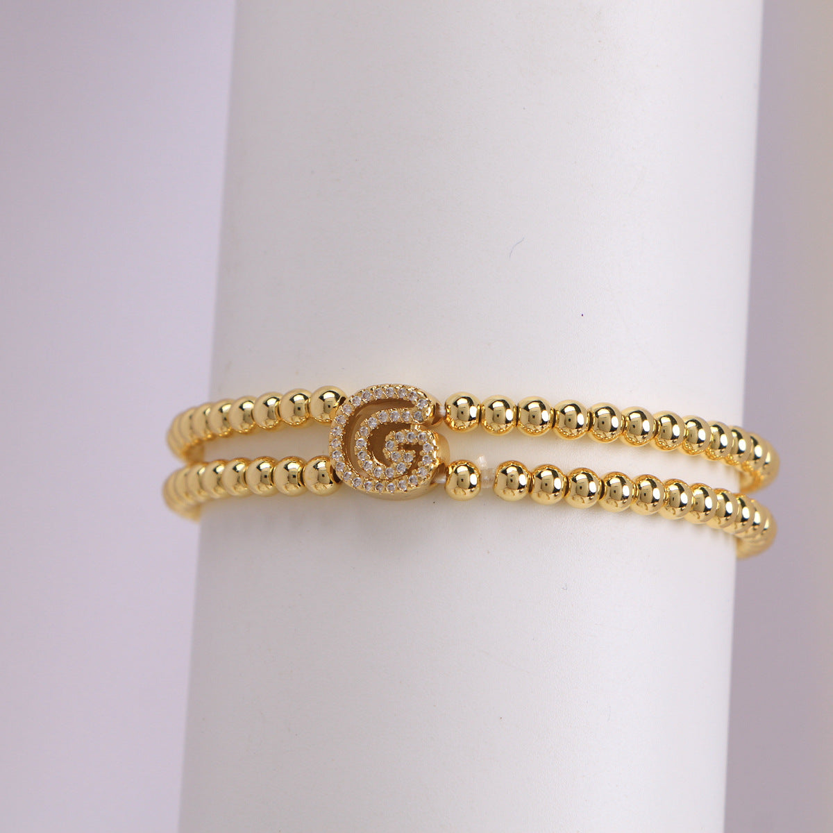18K Bubble Letter Beaded Bracelet