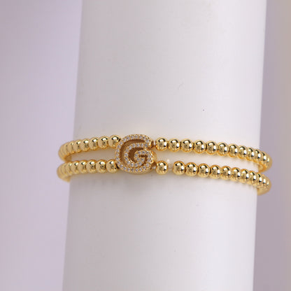 18K Bubble Letter Beaded Bracelet