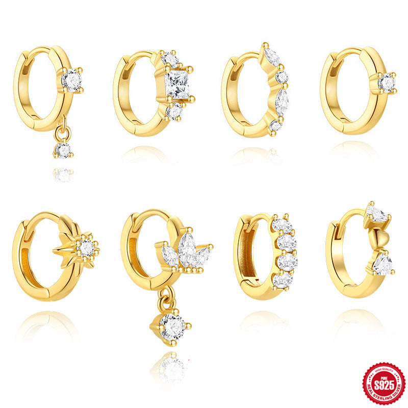 Stacked Style s925 basic horse eye set combination cartilage earring les
