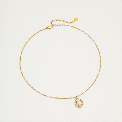 A high-end oval white shell design bracelet