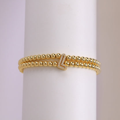 18K Bubble Letter Beaded Bracelet