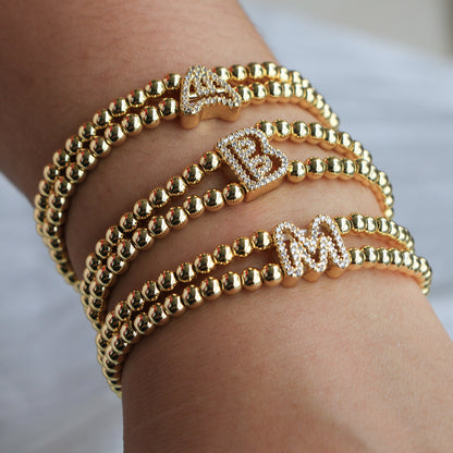 18K Bubble Letter Beaded Bracelet