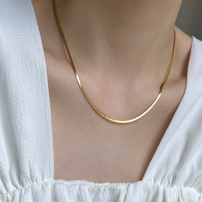 Pigment chain flat chain women's 18K plated high-end look chain