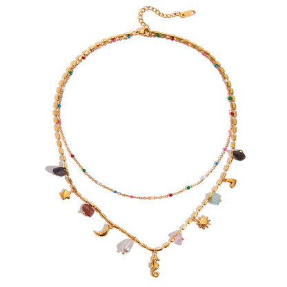 18K Pearl Heart Cross Pendant Necklace