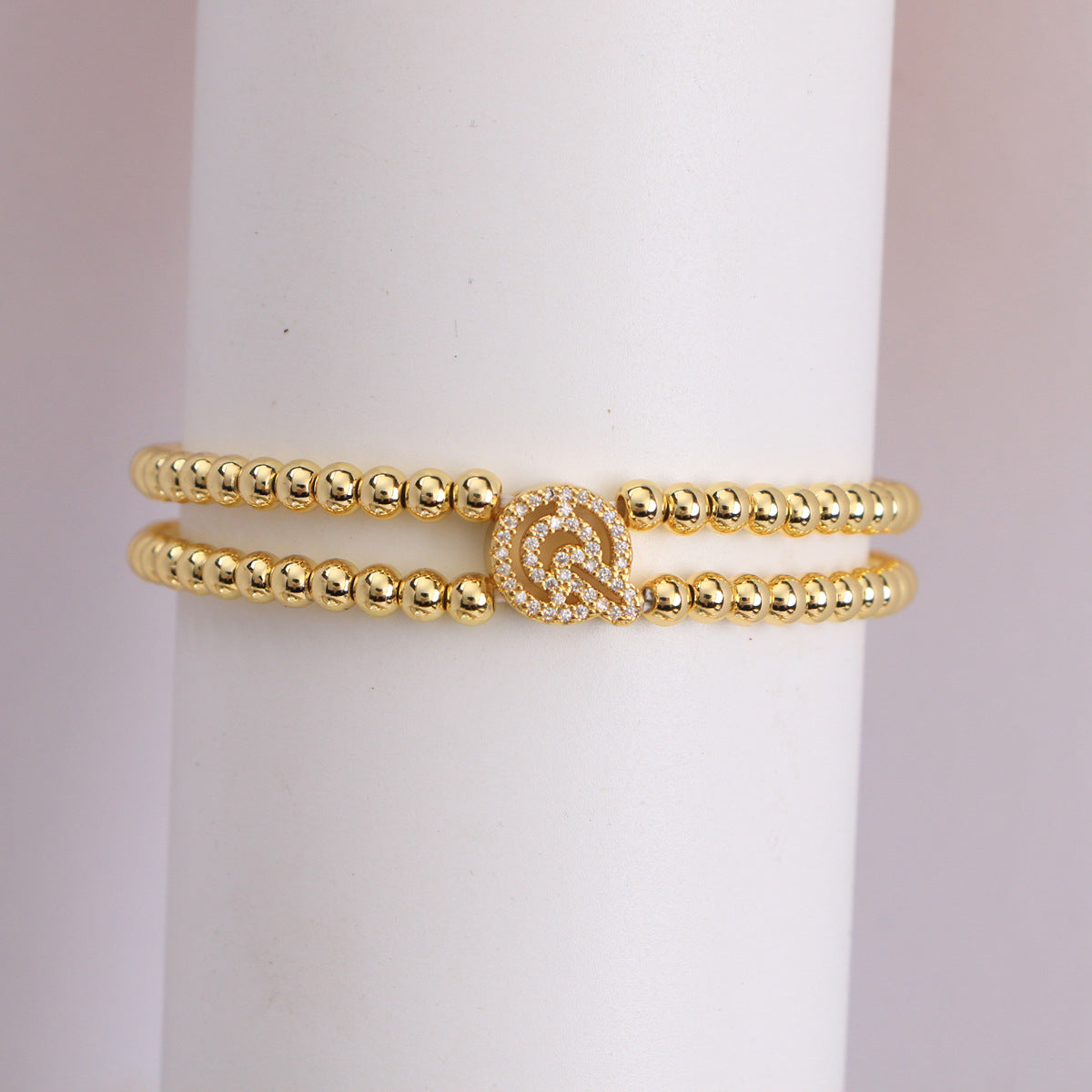 18K Bubble Letter Beaded Bracelet