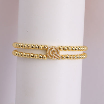 18K Bubble Letter Beaded Bracelet