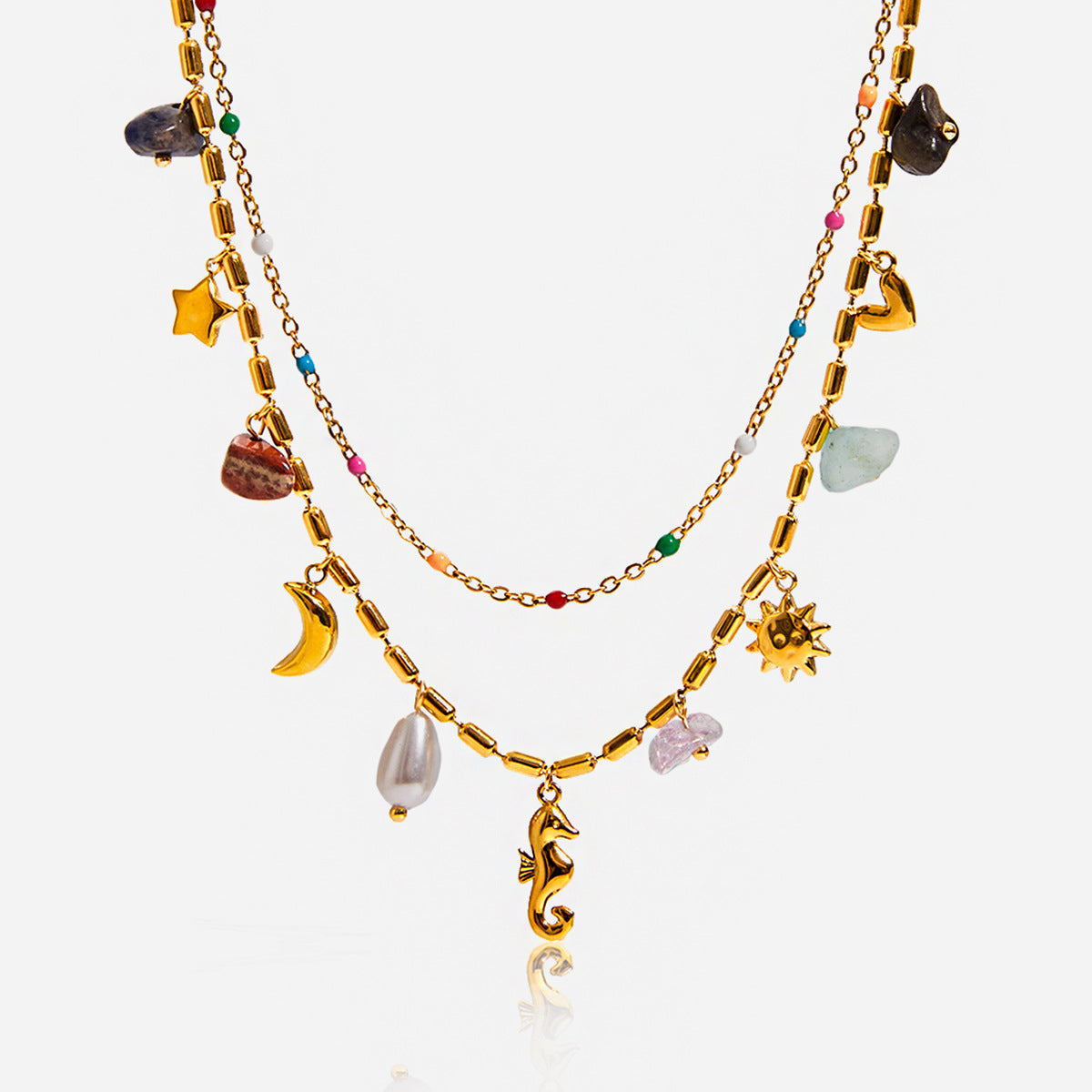 18K Pearl Heart Cross Pendant Necklace