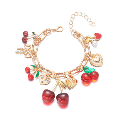 Trendy cherry heart knot bracelet