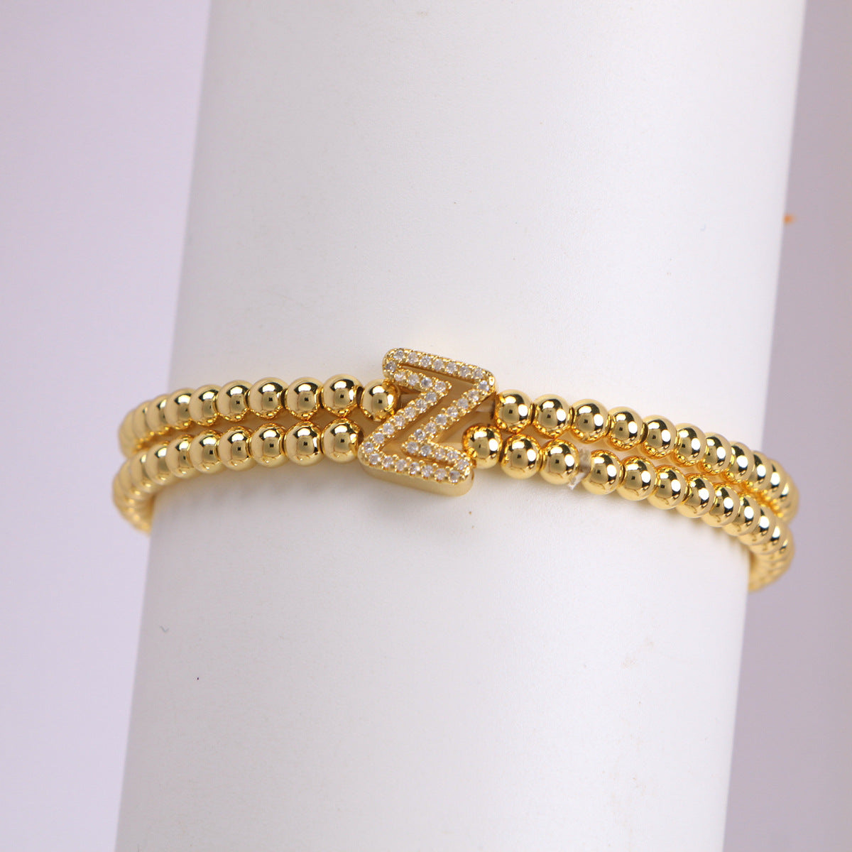18K Bubble Letter Beaded Bracelet