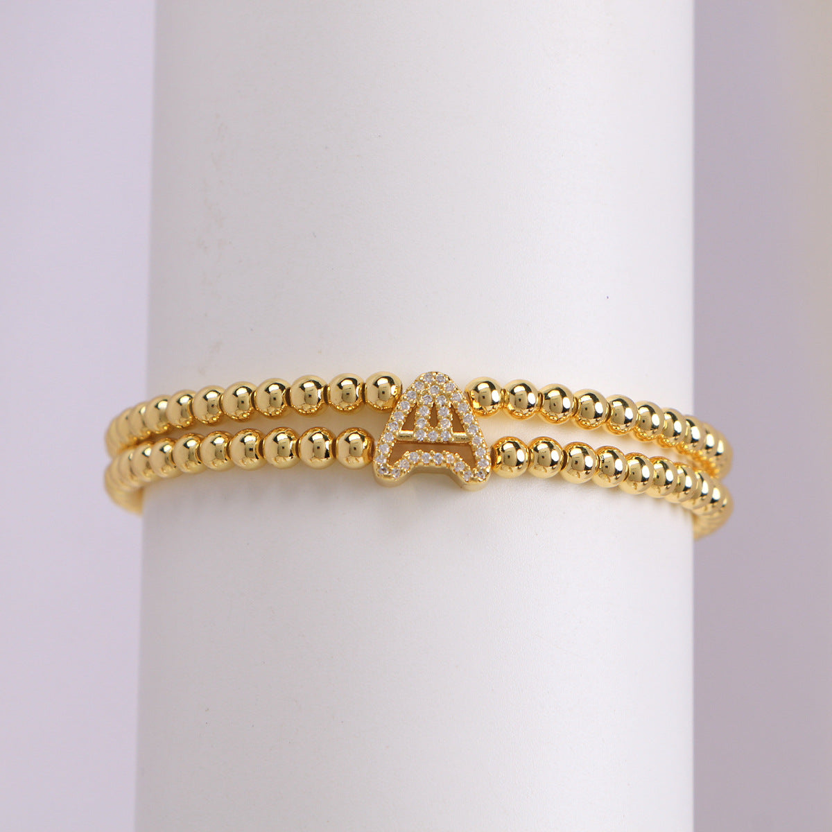 18K Bubble Letter Beaded Bracelet
