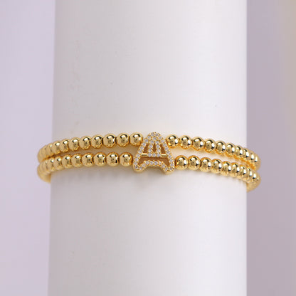 18K Bubble Letter Beaded Bracelet