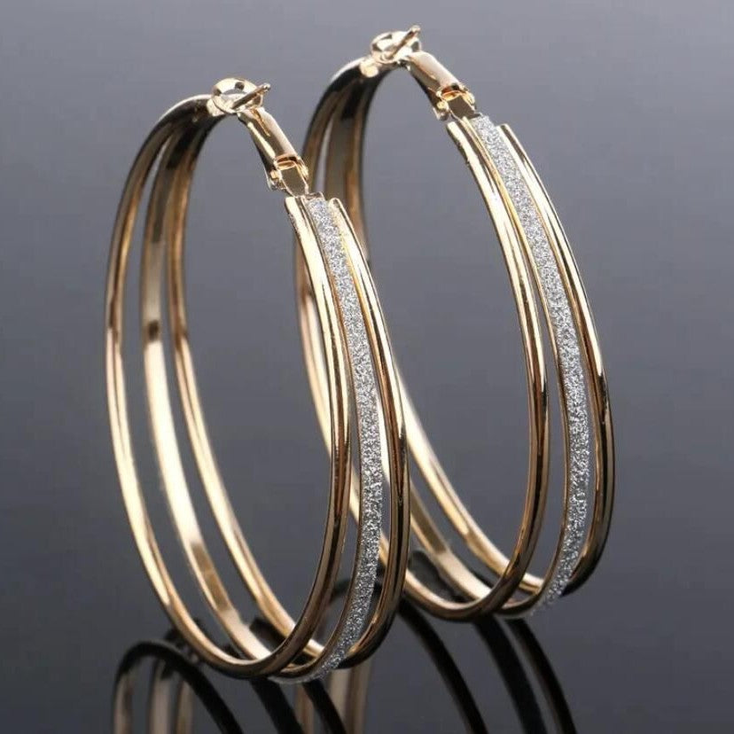 Frosted Multi-Layer Large Ring Drop Earrings – Exaggerated Statement