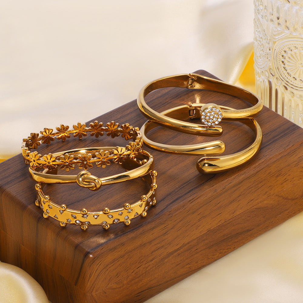 18K Gold-Plated Snap-On Bangle Bracelet