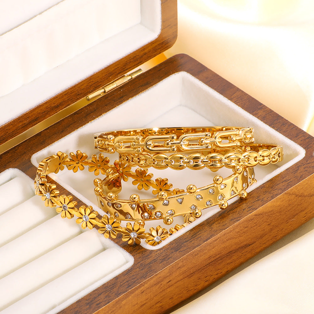 18K Gold-Plated Snap-On Bangle Bracelet