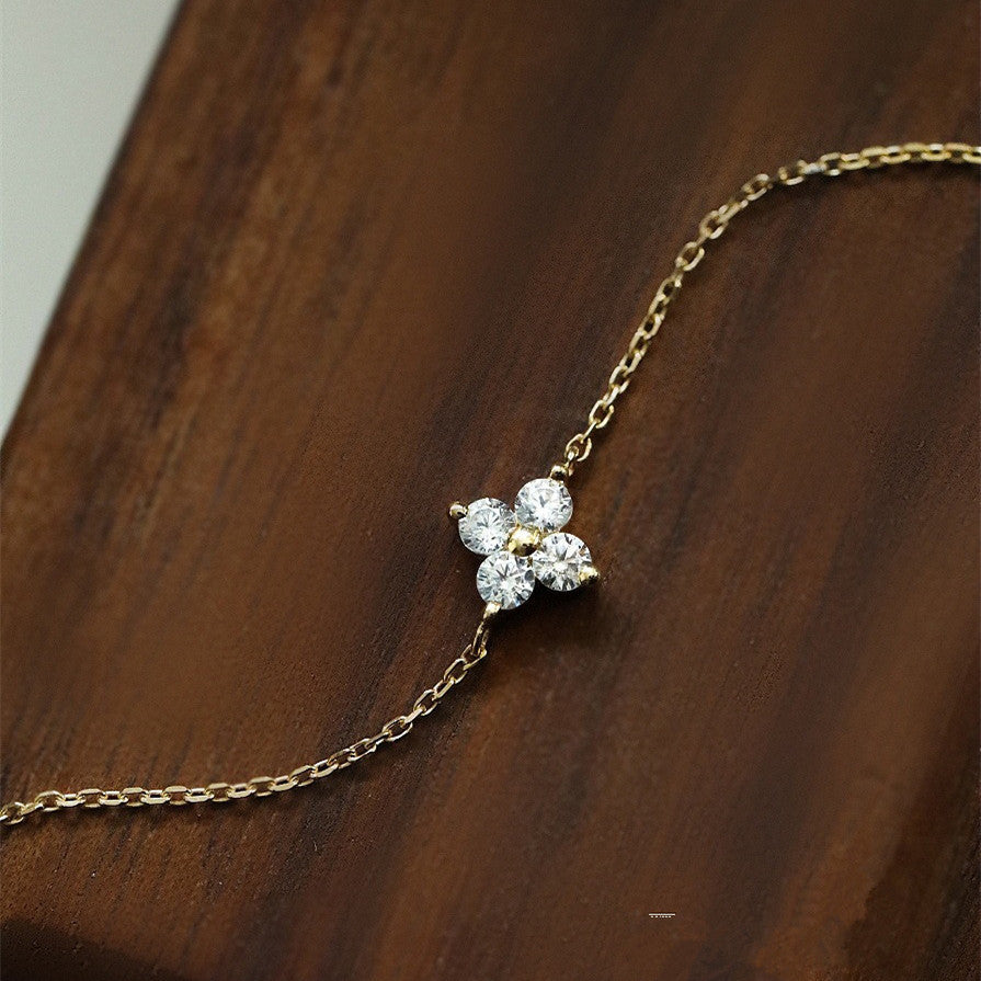 S925 Silver Delicate Floral Charm Bracelet