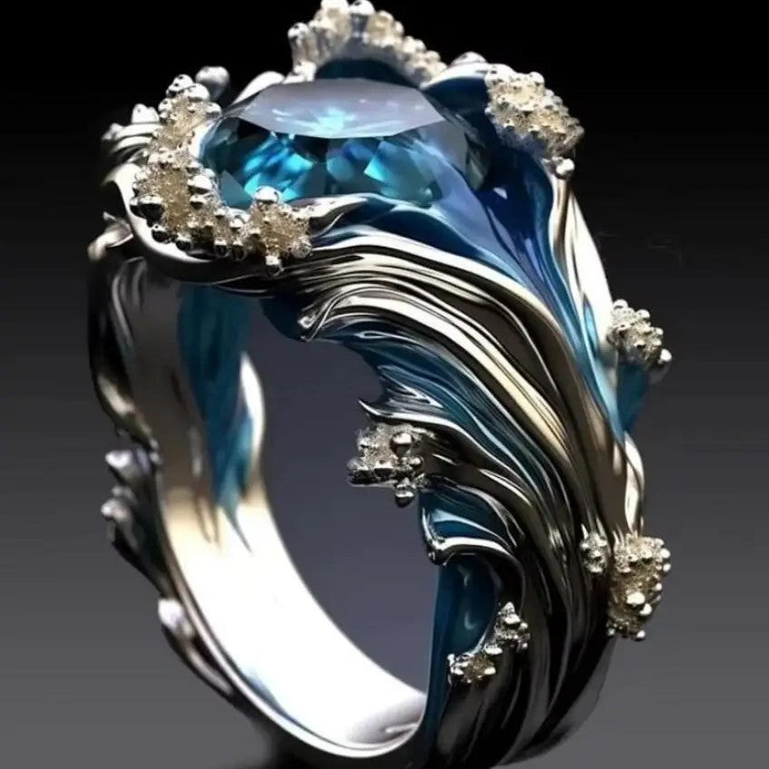 A lady's ring with wave enamel