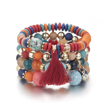 Bohemian Crystal Tassel Beaded Bracelet