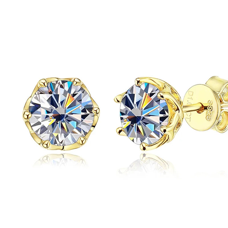D-color 0.5-2 carat moissanite ear stud S925 with GRA certificate overtest pen